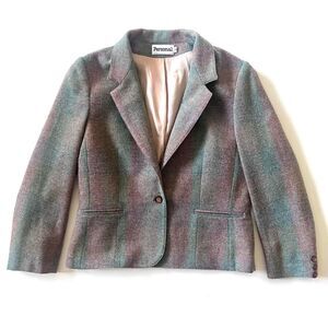 vintage multicolored tweed blazer jacket